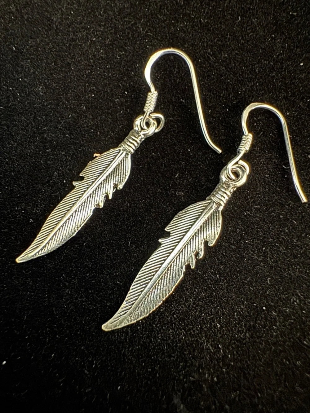 Sterling Silver Feather Drop Earrings - Women Jewelry